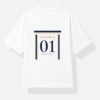 maidan-heritage-jersey-white MAIDAN — Heritage Jersey in white, back view with LUXORIQ and the numeral 01 between navy and gold stripes
