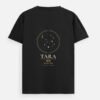 tara-night-sky-supima-tee-black TARA — Night Sky Supima Tee in black, back view with night-sky chart and तारा