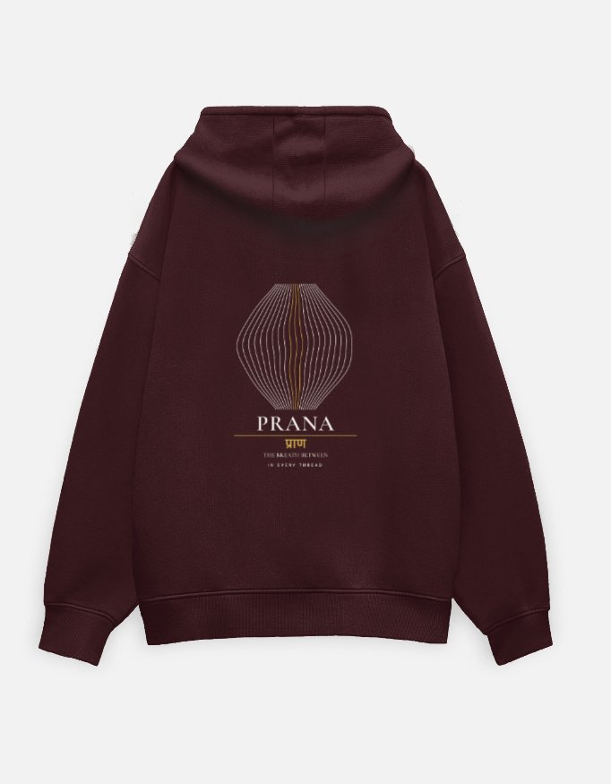 prana-breath-hoodie-maroon-back PRANA — Breath Hoodie in maroon, back view with the breath-flow line drawing on the back