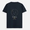 tara-night-sky-supima-tee-navy-blue TARA — Night Sky Supima Tee in navy blue, back view with night-sky chart and तारा