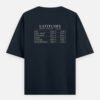 latitudes-navy-back LATITUDES Oversized Tee in navy, back view with the six-place coordinates table