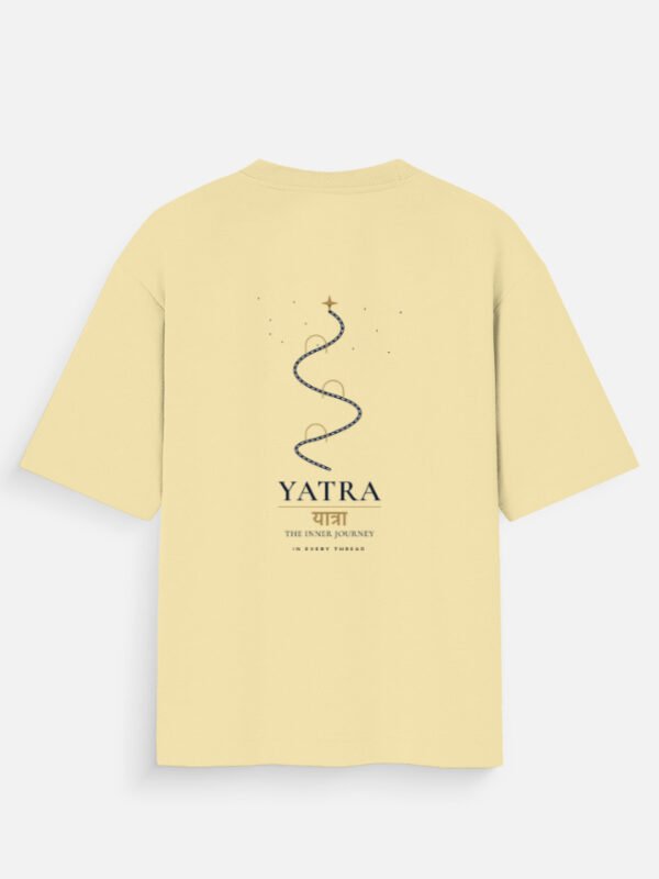 YATRA — Inner Journey Oversized Tee in beige, back view with path to a star and यात्रा