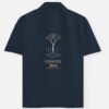 chaupal-oversized-shirt-navy-blue CHAUPAL — Oversized Shirt in navy blue, back view with a banyan canopy over a village square