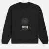 dhyana-sweatshirt-black-front DHYANA — Sweatshirt in black, front view with the concentric rings and ध्यान at the front