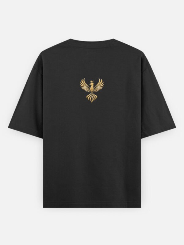 THE HOUSE TEE — INK in black, back view with the Luxoriq crest
