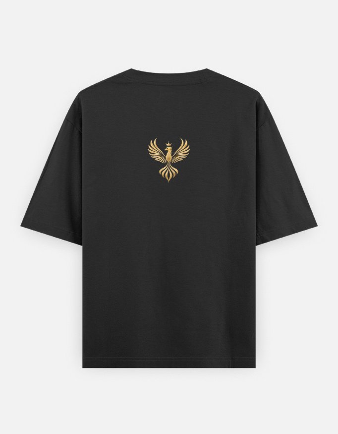 THE HOUSE TEE — INK in black, back view with the Luxoriq crest